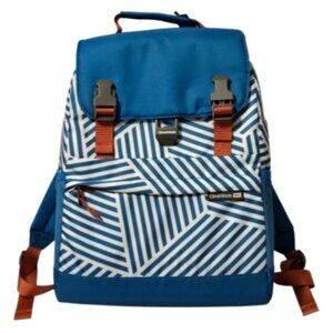 CleverMade Insulated 18 Can Leakproof Blue Stripe Cooler Backpack  - NWT